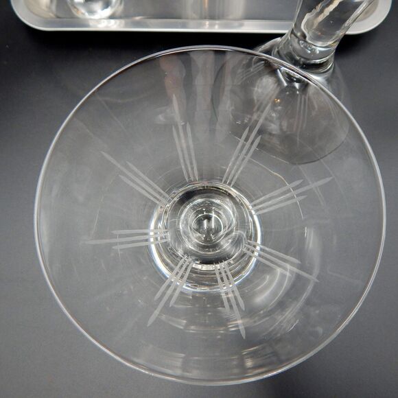 Home Essentials Hex 11 Martini Cocktail Set Shaker Tray Glasses S/4 Etched Lines - Picture 12 of 13